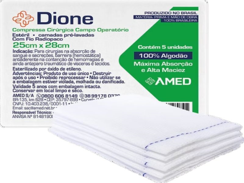 COMPRESSA CAMPO OPER 25X28 ESTERIL C/5 DIONE - Código FER-016